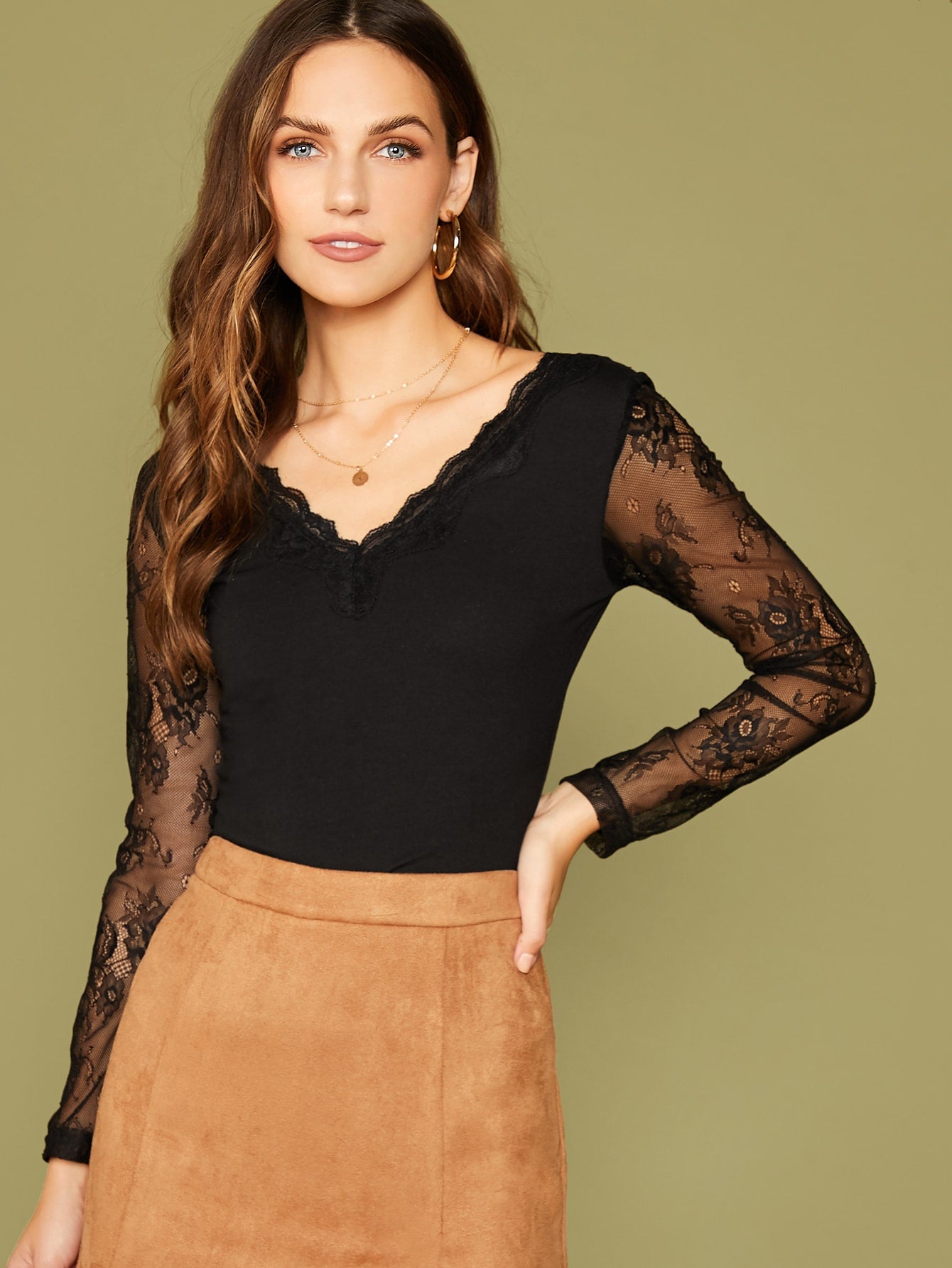 Lace sleeves top