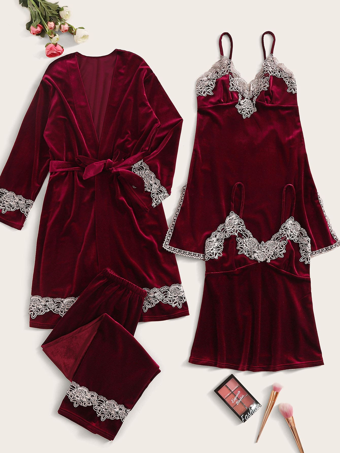 4pcs velvet robe set