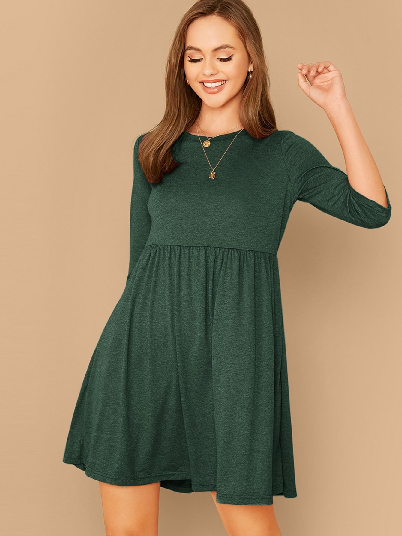 Heathet knit flair dress