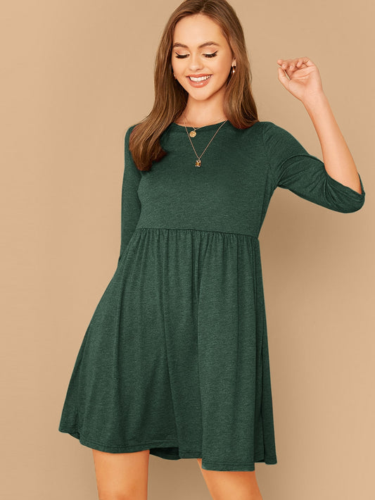 Heathet knit flair dress