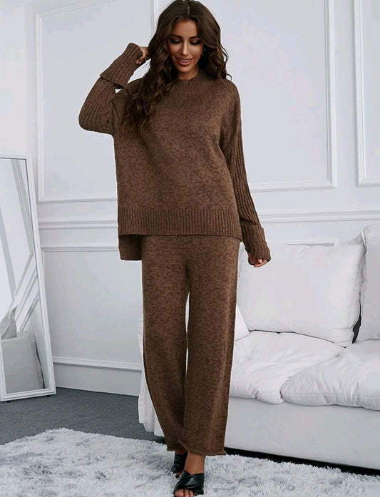 Mock neck sweater and pants set