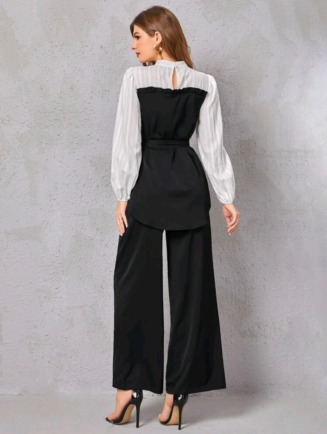 Blted frill trim 2 in 1 top and pants
