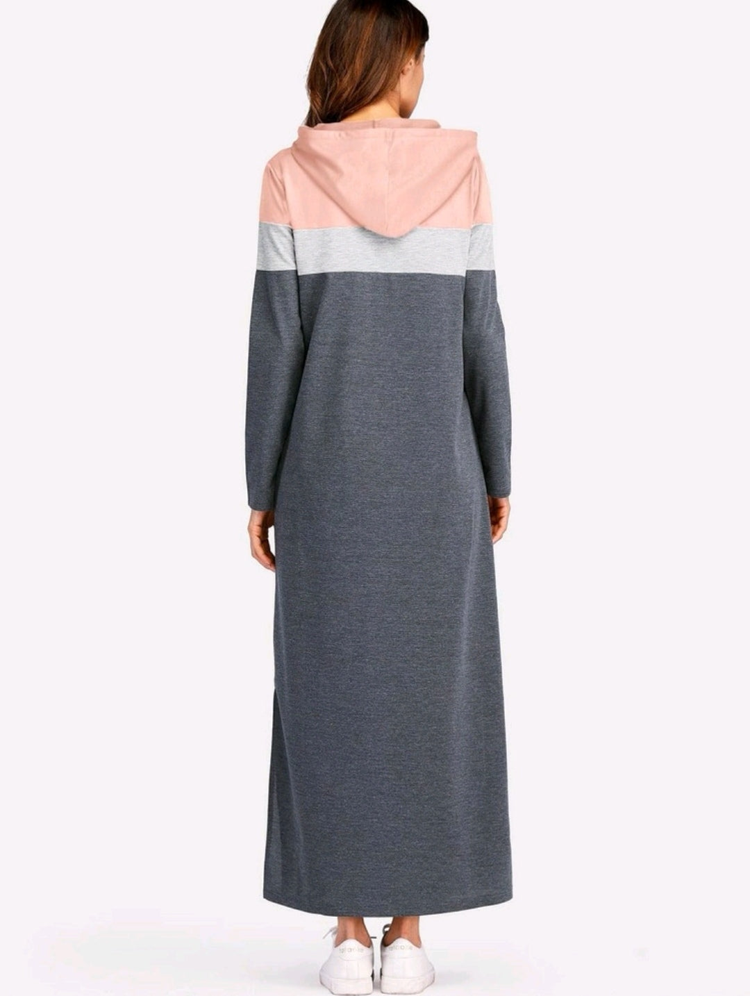 Colorblock hooded sweatshirt dress