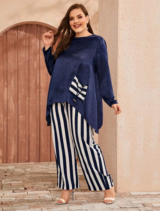 Striped pants with satin top