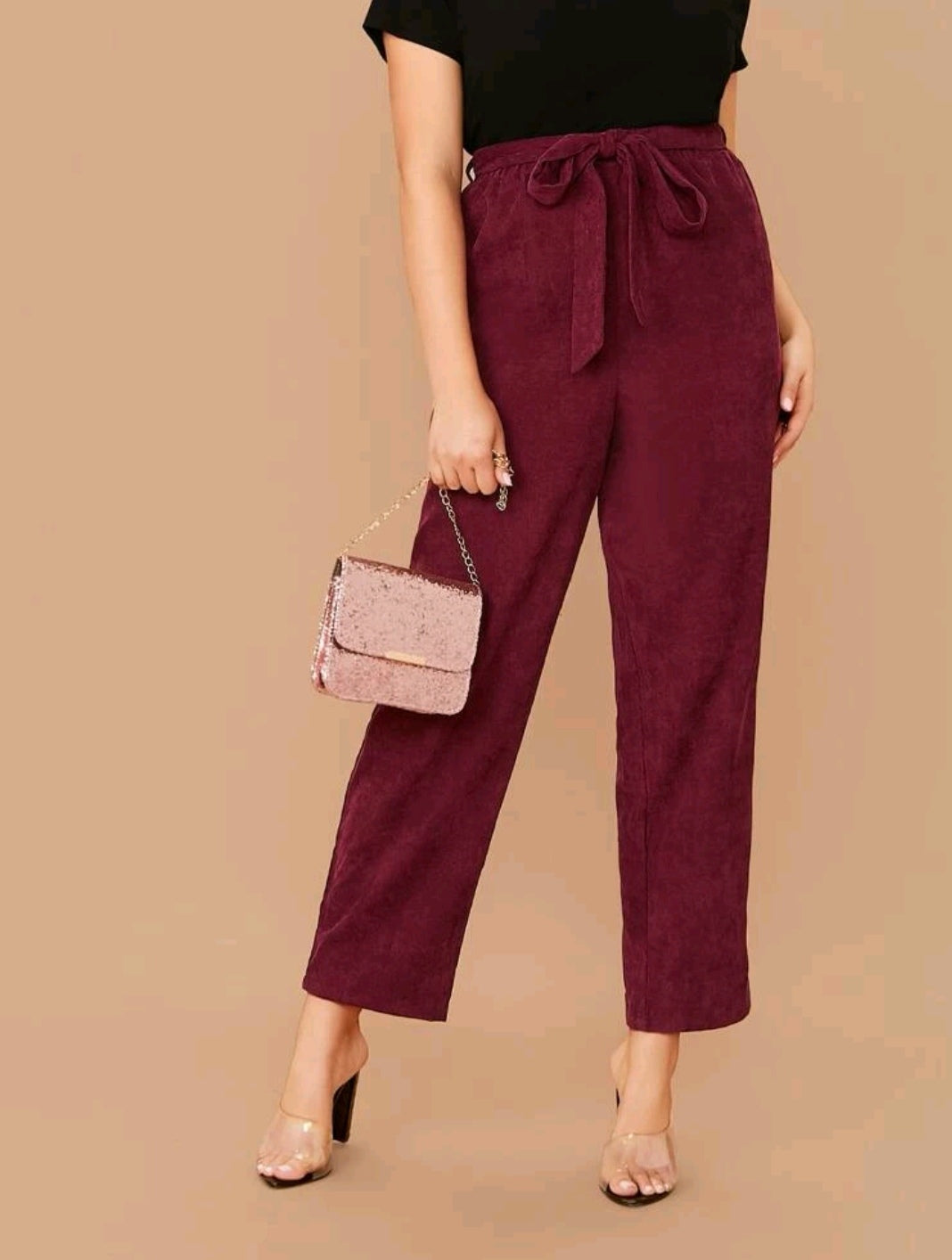 Belted cord pants