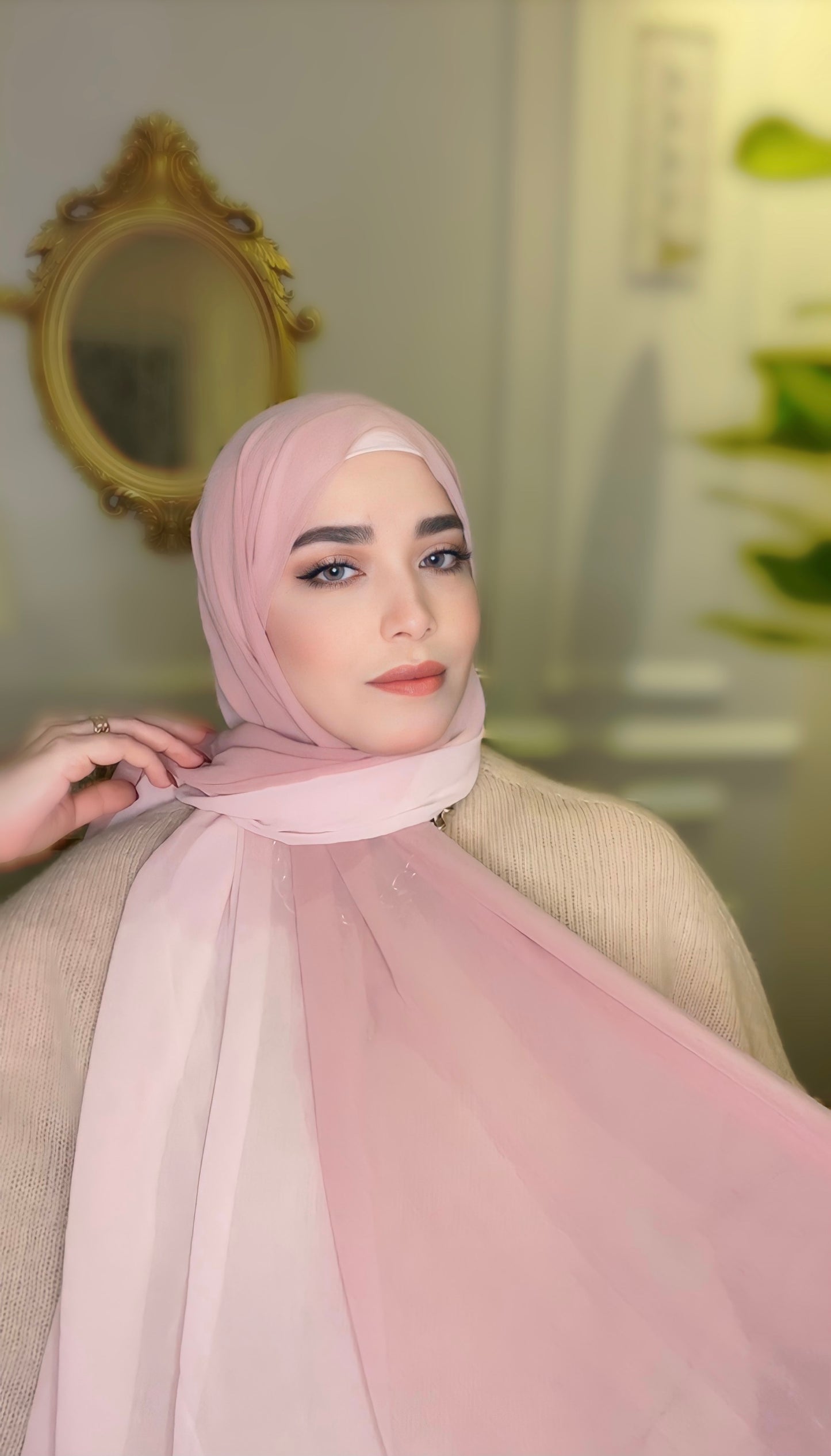 Pink Gradient Chiffon Hijab