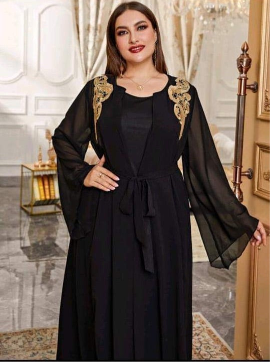 Belted Abaya With Sleeveless Dress