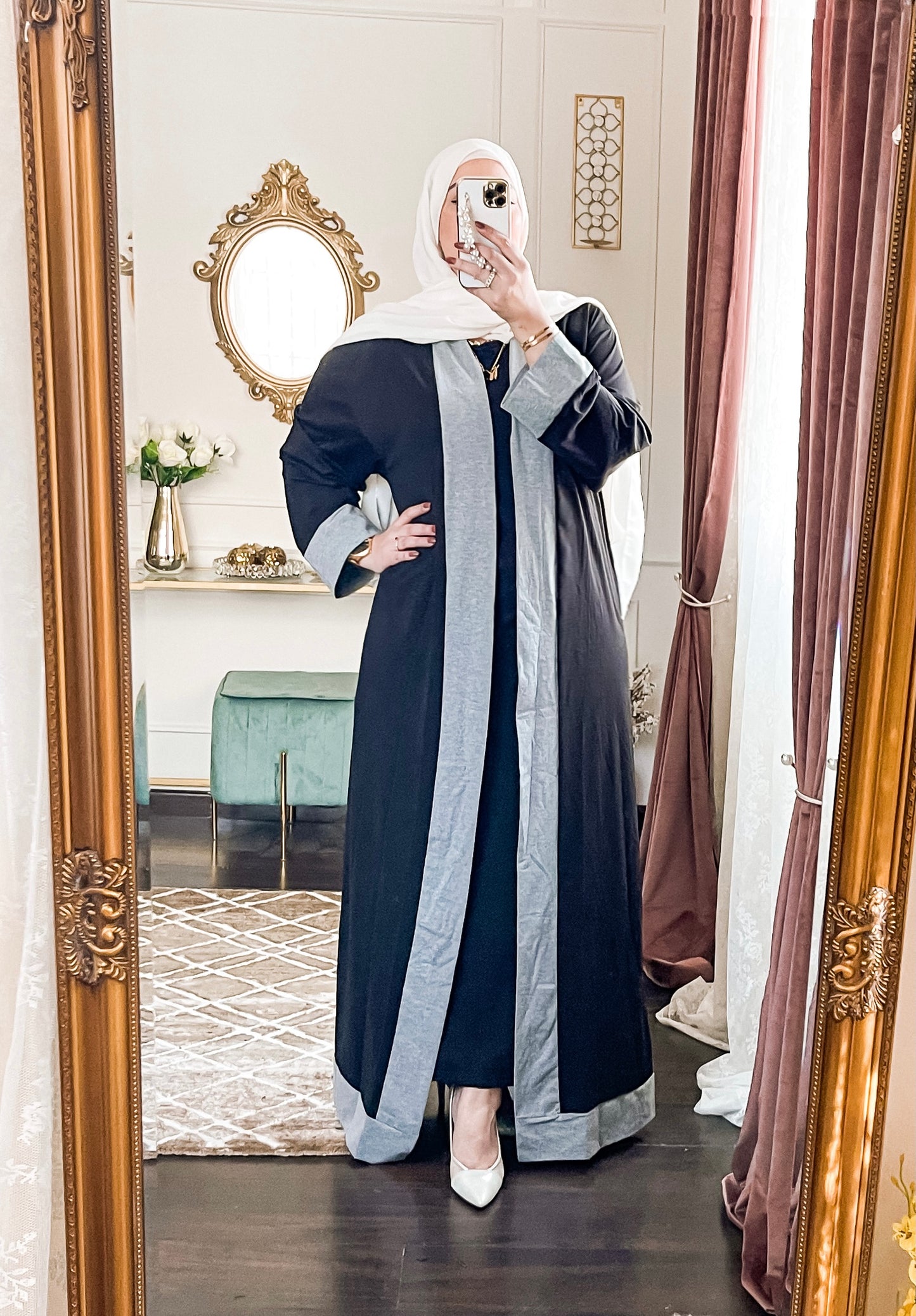 Open Front Abaya with Basic Dress