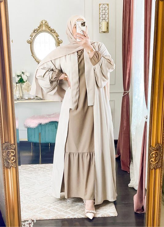 V neck collar tencel Abaya