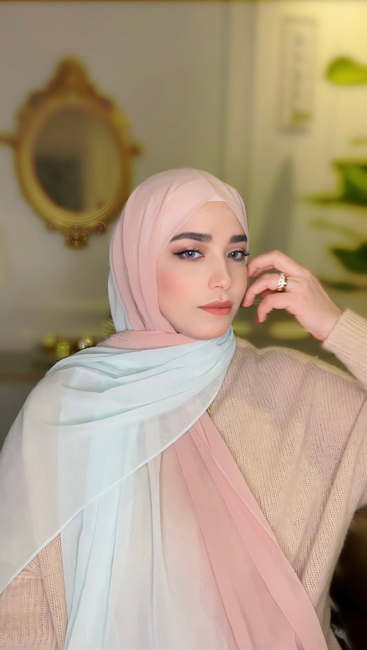 Pink Aqua Chiffon Hijab