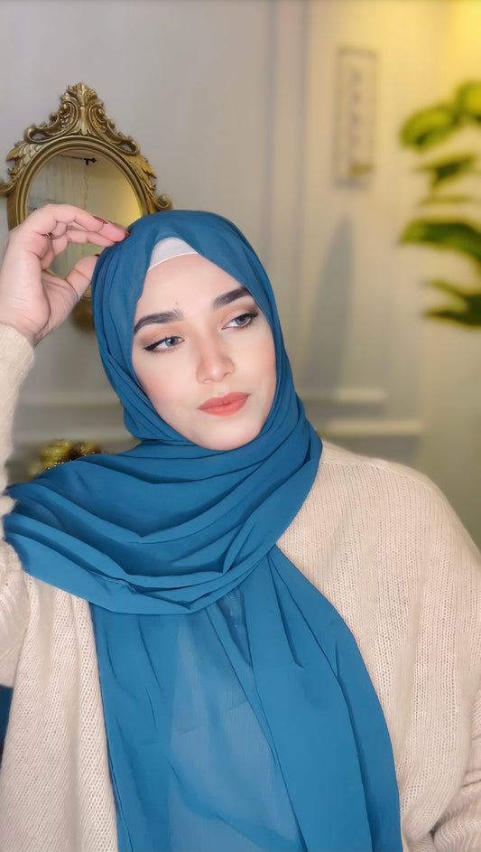 Yale Blue Chiffon Hijab