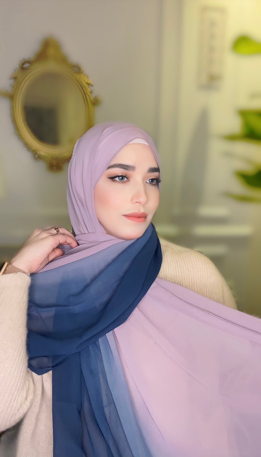 Mauve Blue Chiffon Hijab