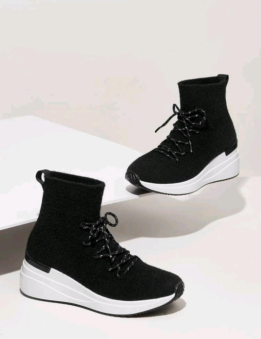 Lace up wedge sneakers