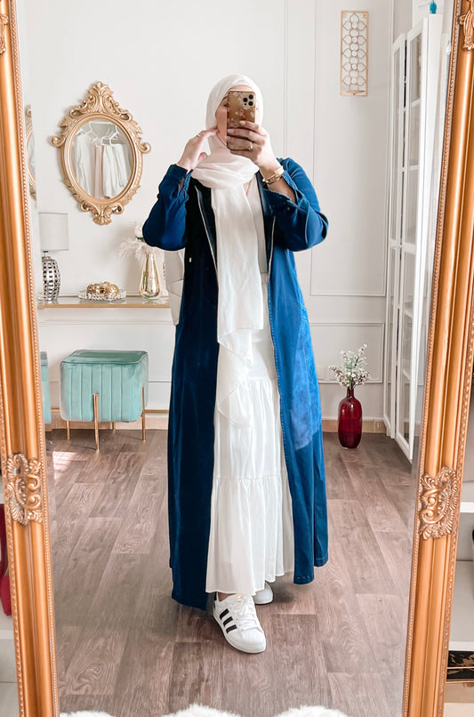 Denim Zip On Abaya Dress