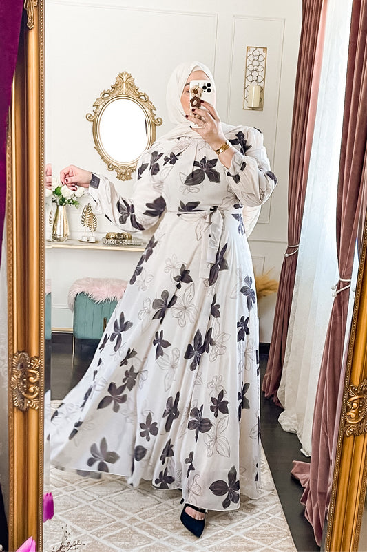 Fully lined floral modest dress