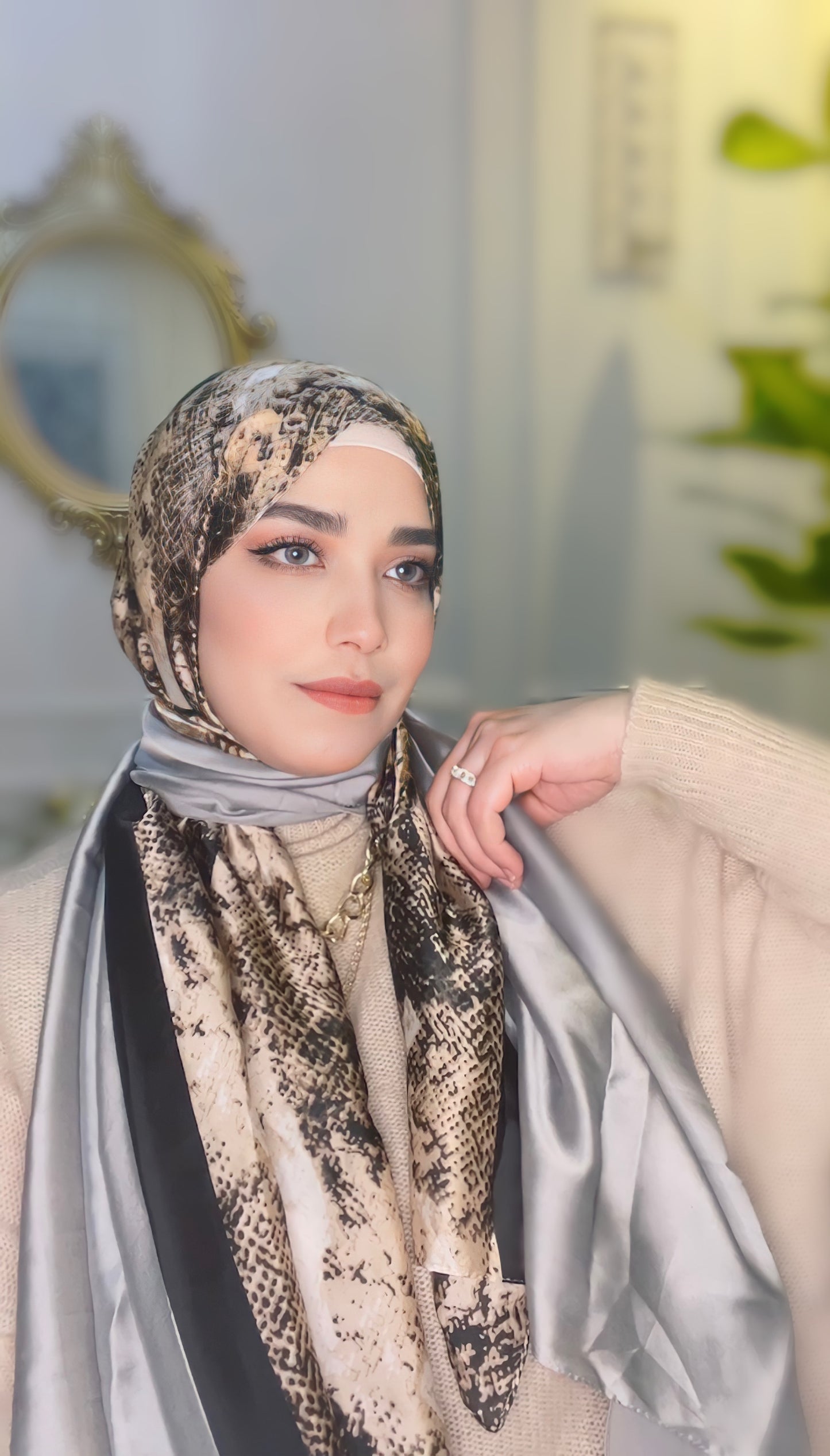 Two Tones Satin Silk Hijab