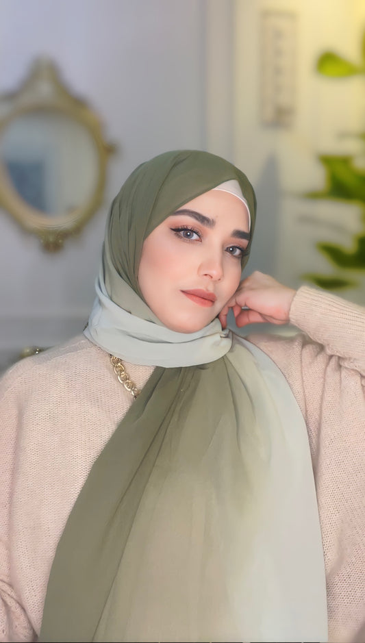 Olive green Chiffon Hijab