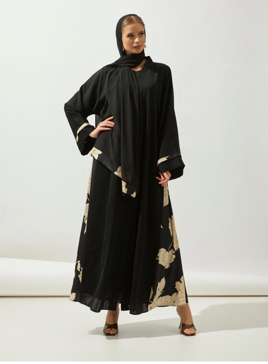 Al Sheikha black floral Abaya with hijab