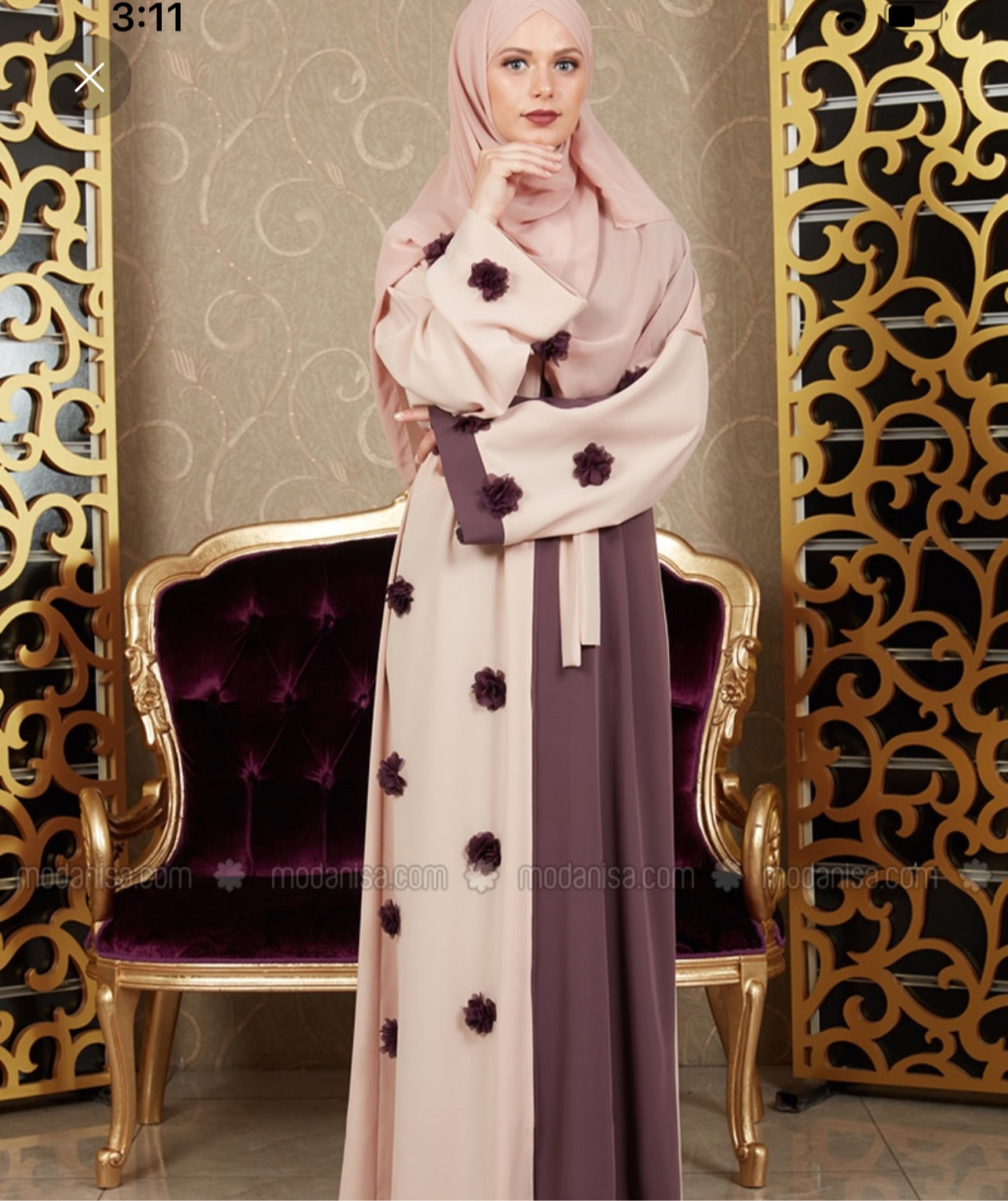 Color block belted Abaya/Available in Egypt only