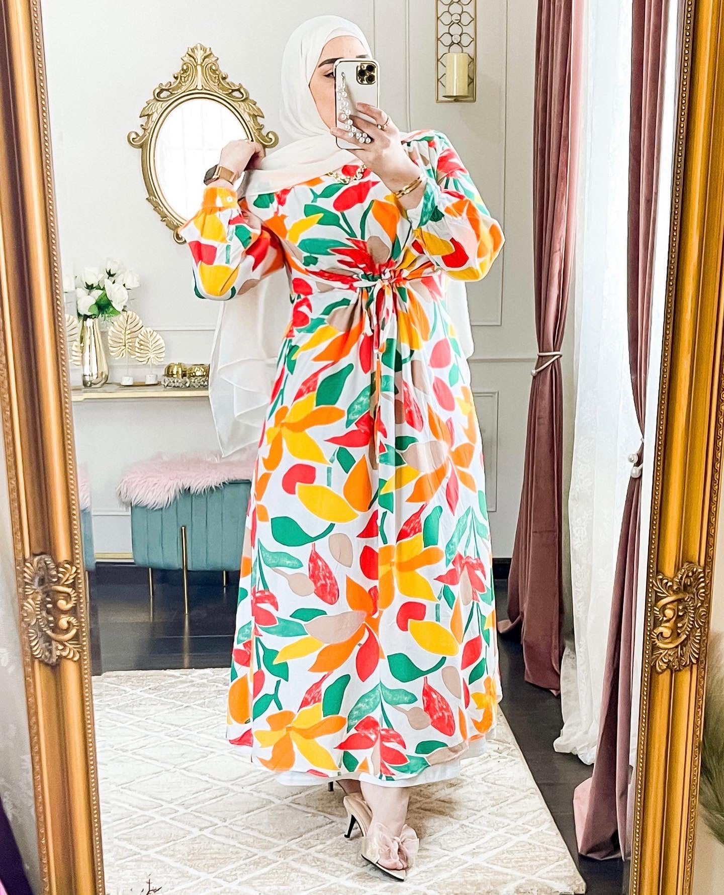 Colorful printed long dress