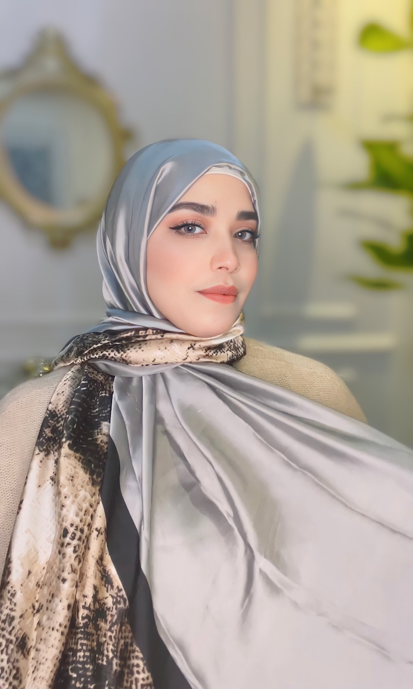 Two Tones Satin Silk Hijab