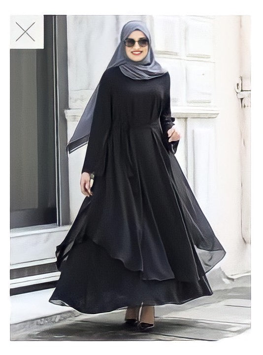 Black Long Layered Abaya