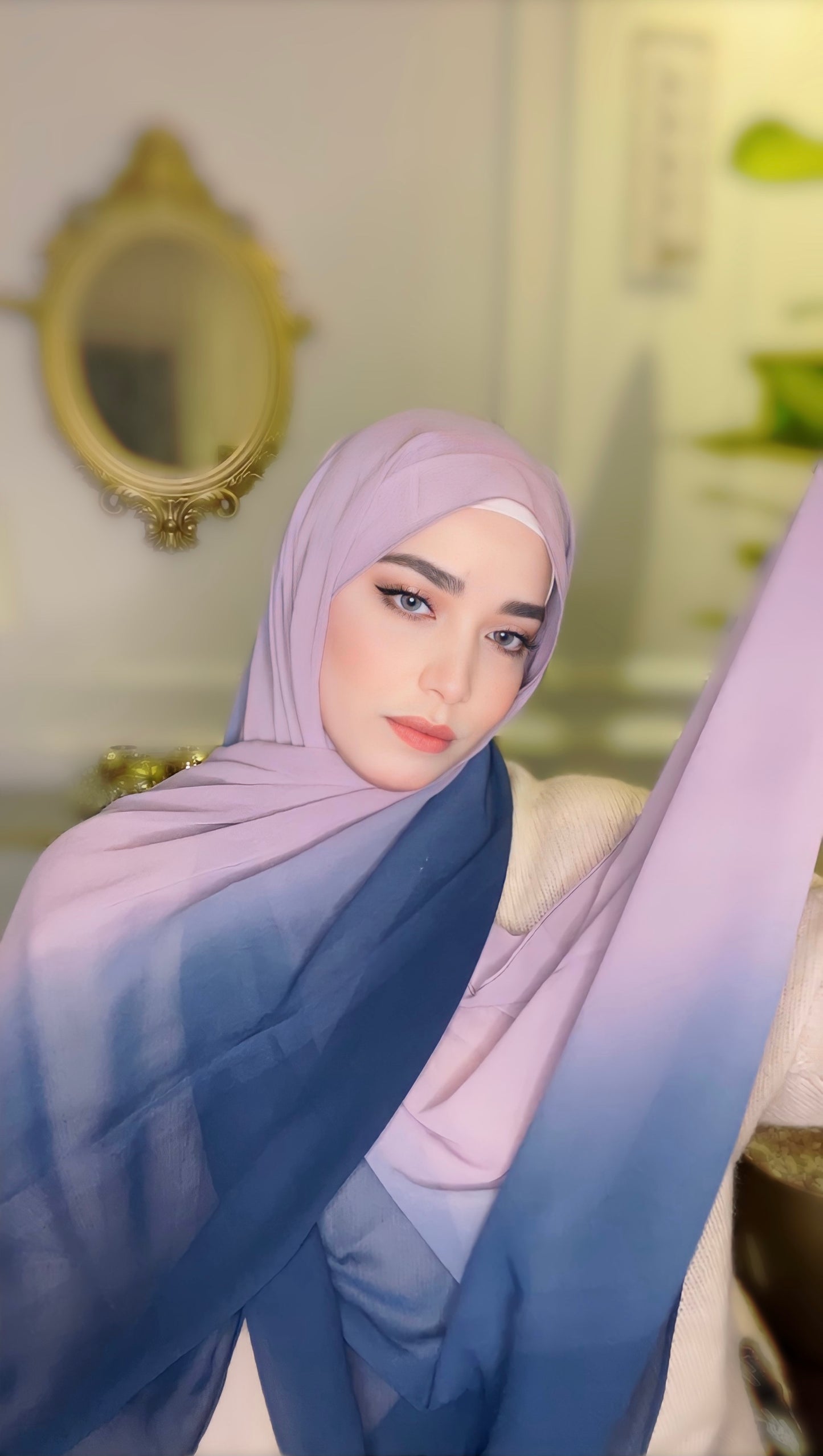 Mauve Blue Chiffon Hijab