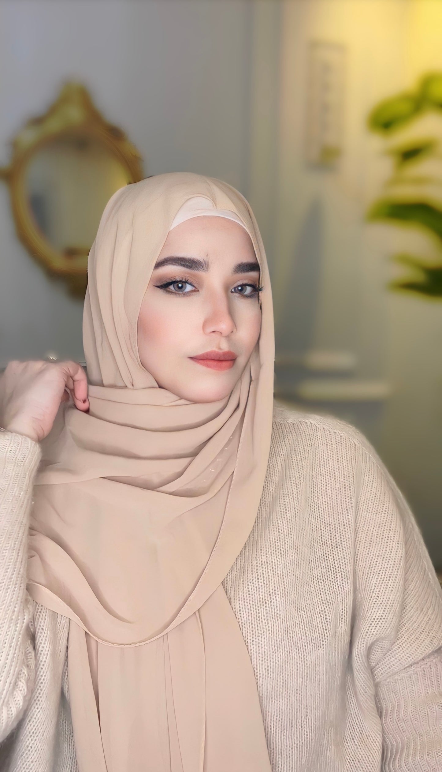 Beige  Chiffon Hijab