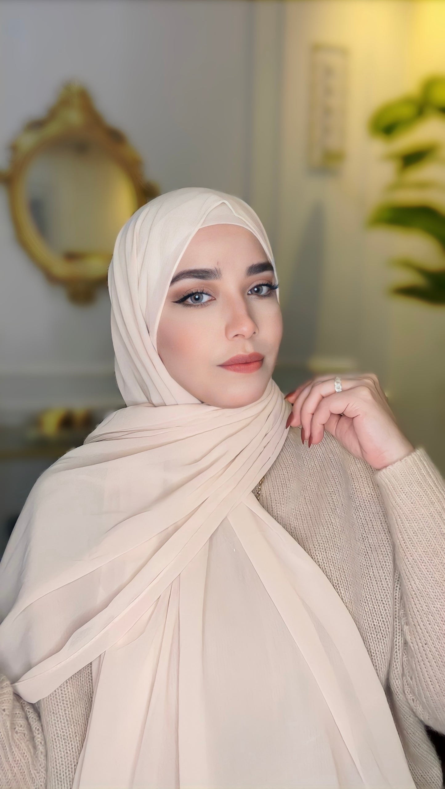 Light Beige Chiffon Hijab