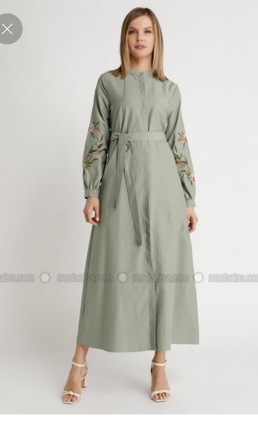 Button Front Embroidered Dress